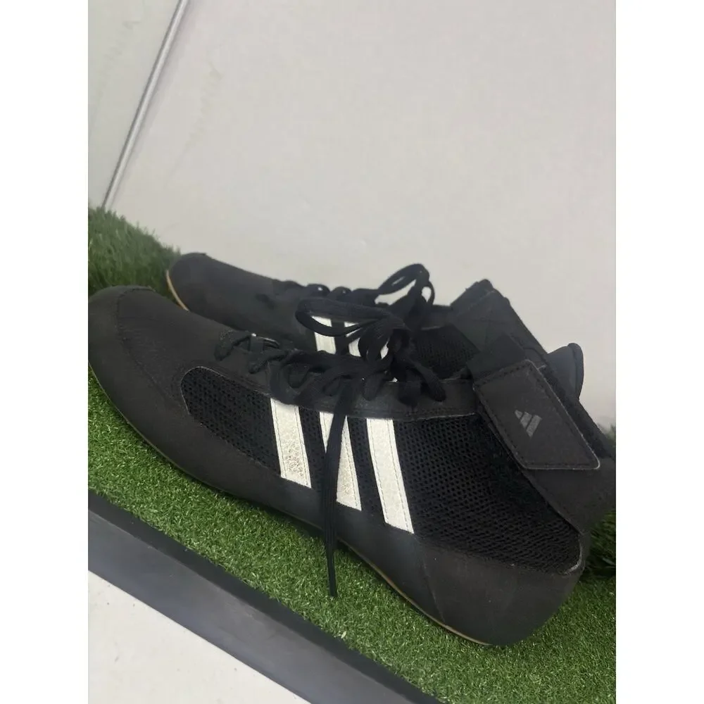 Adidas HVC 2 Wrestling Shoes Black Leather Mid Top AQ3325 Mens US Size 10 - Picture 1 of 9